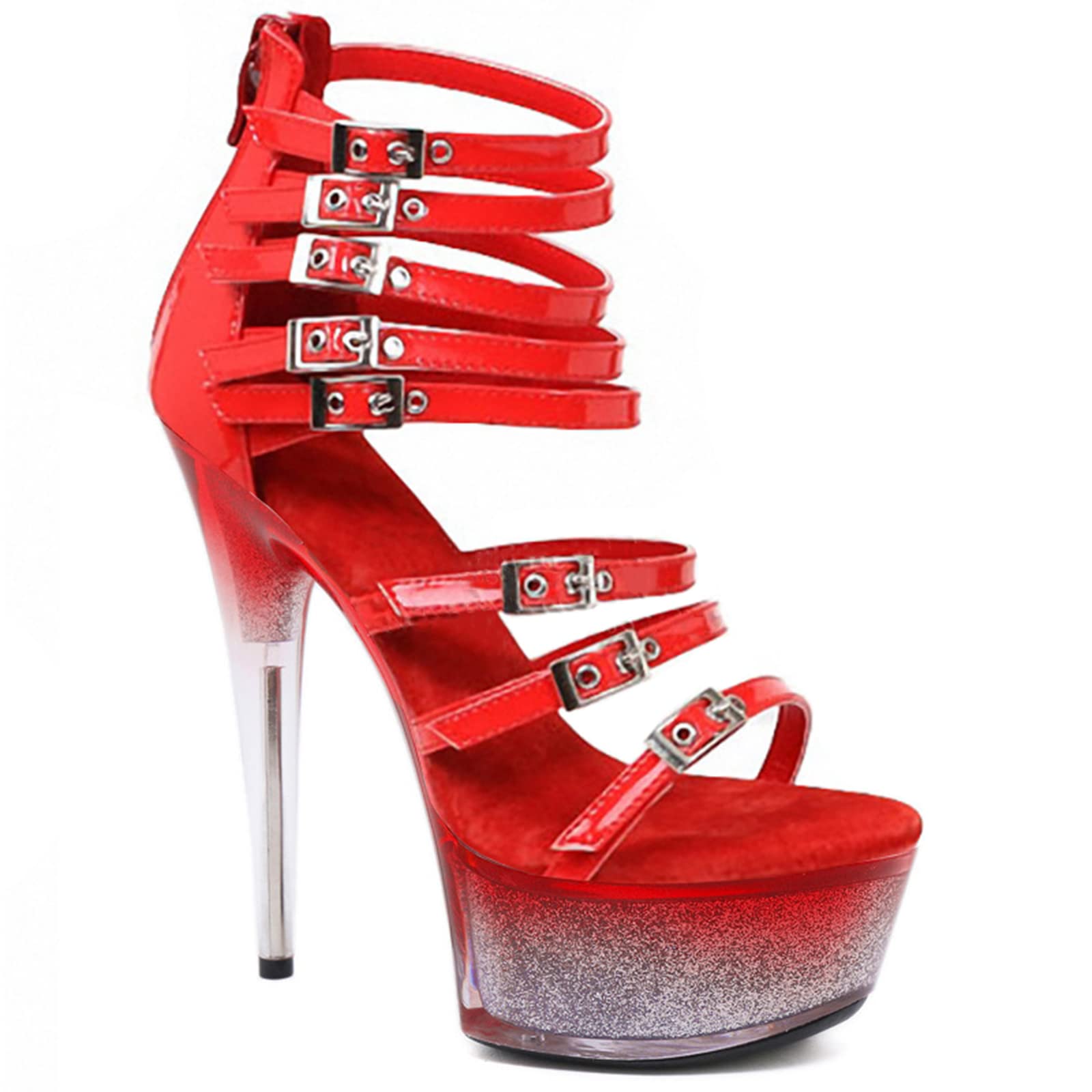 BeAUZQ Damen Roman Gladiator Sandalen 6 Zoll Stiletto High Heels Mode Damen Braut Hochzeit Ballkleid Pumps Fetisch High Heels Schuhe Größe 34-45