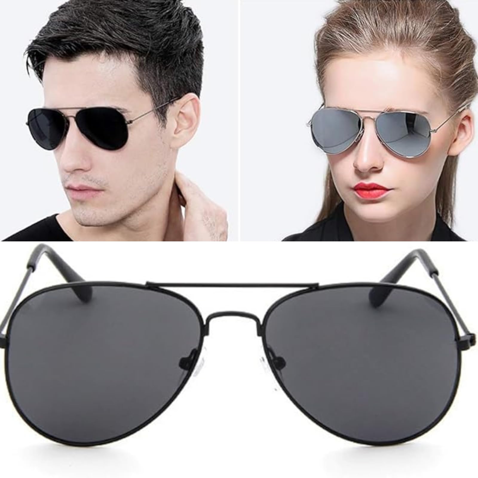 BCHBUD Women and Men Classic Black Frame Grey Lens Sunglasses for Sports and Travel,Clarity and Fashional Sunglasses