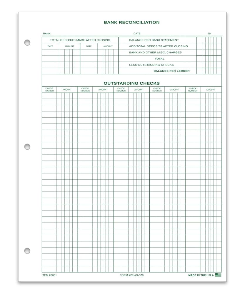Amazon.com : Bank Reconciliation Forms (DUAS-379) - 8-1/2 amazon-com-bank-reconciliation-forms-duas-379-8-1-2-x-11-standard-size-1-part-28-green-tint-ledger-paper-simplify-bank-statement-balancing-with-durable-and-easy-to-read-financial-forms-pack-of