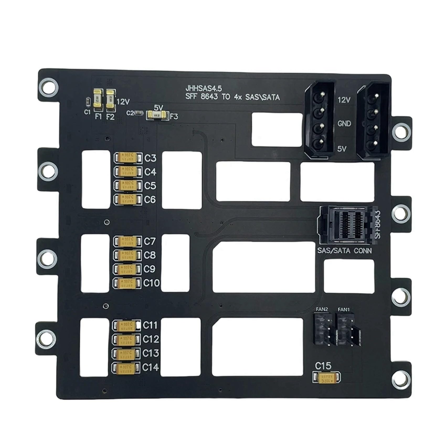 2 discos duros SAS/SATA para servidores de almacenamiento NAS, 6 Gb/s, SFF8643 a 4 bahías, adaptador SSD de 4 bahías, gran fuente de alimentación 4D