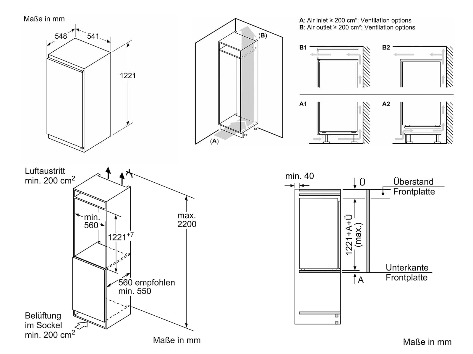 Bosch KIR415SE0 Einbaukühlschrank Schleppscharnier