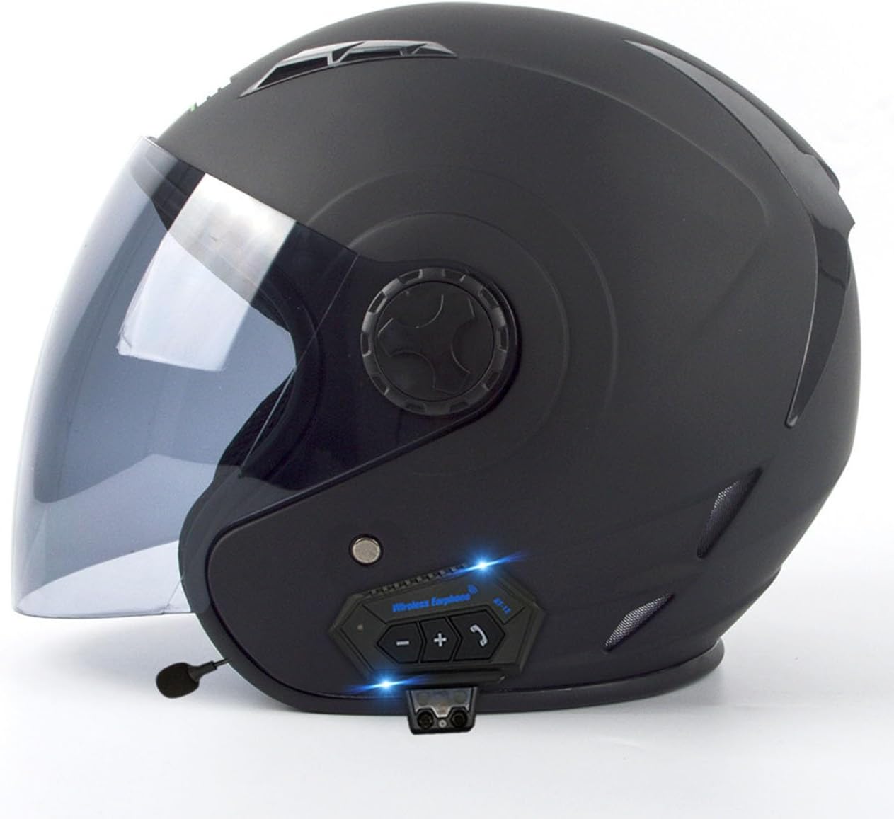 Motorcycle Bluetooth Helmet,Open Face 3/4 Half Motorbike Helmet,Retro Street Helmet with Built-in Dual Speaker,DOT Approved Adults Men Women Helmet for Cruiser Scooter Chopper Moped