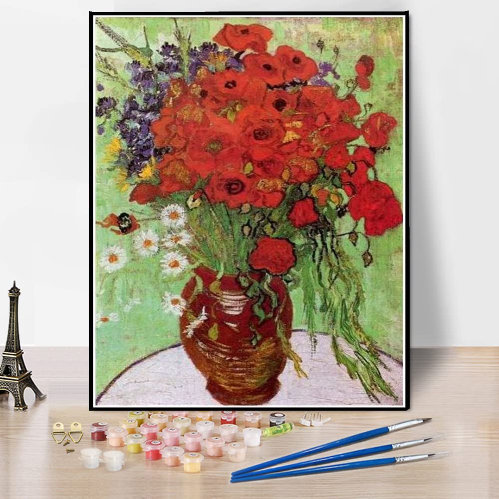 手書き油絵 ゴッホ 赤いヒナゲシとヒナギク 額付 絵画 インテリア 油彩画 Amazon.co.jp: 手書き油絵 ゴッホ 赤いヒナゲシとヒナギク 額付