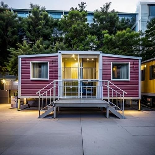 Expandable Prefab Tiny Home – 2-3 Bedroom Mobile Container House, Modular Homes Steel Frame Foldable Design & Full Bath & Kitchen