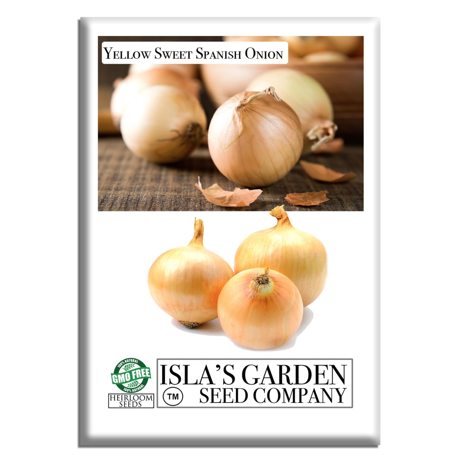 Yellow Sweet Spanish Onion Seeds (Allium cepa) – 750+ Non-GMO Heirloom Seeds by Isla’s Garden Seeds, Mild & Sweet Flavor, Large Golden Bulbs, Excellent for Cooking, Slicing & Storage, Garden Gift Idea