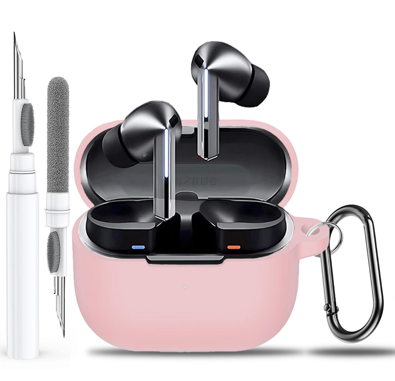 Olytop for Samsung Galaxy Buds 3 Pro & Buds 3 Case Cover with Cleaner kit, Soft Silicone Protective Cover Skin with Keychain Men Women for Galaxy Buds 3/3 Pro 2024 Wireless Earbud Accessories,Pink