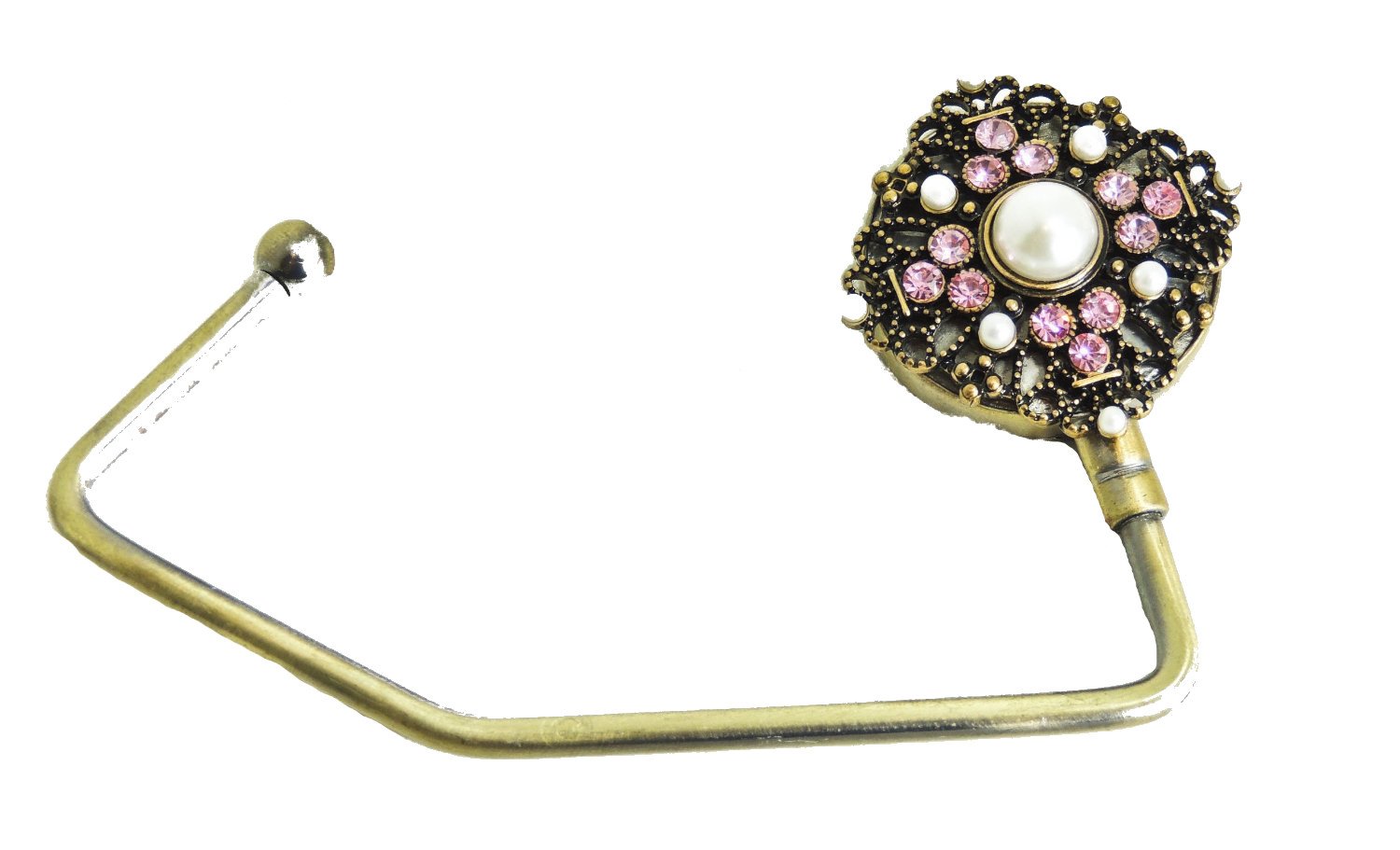 Glamour Girlz Women's Gold/Pink Sparkly Crystal Diamante Rhinestone Purse Shoulder Crossbody Tote Bag Handbag Portable Instant Hanging Hanger Hook For Desks Tables Birthday Christmas Gift Flower