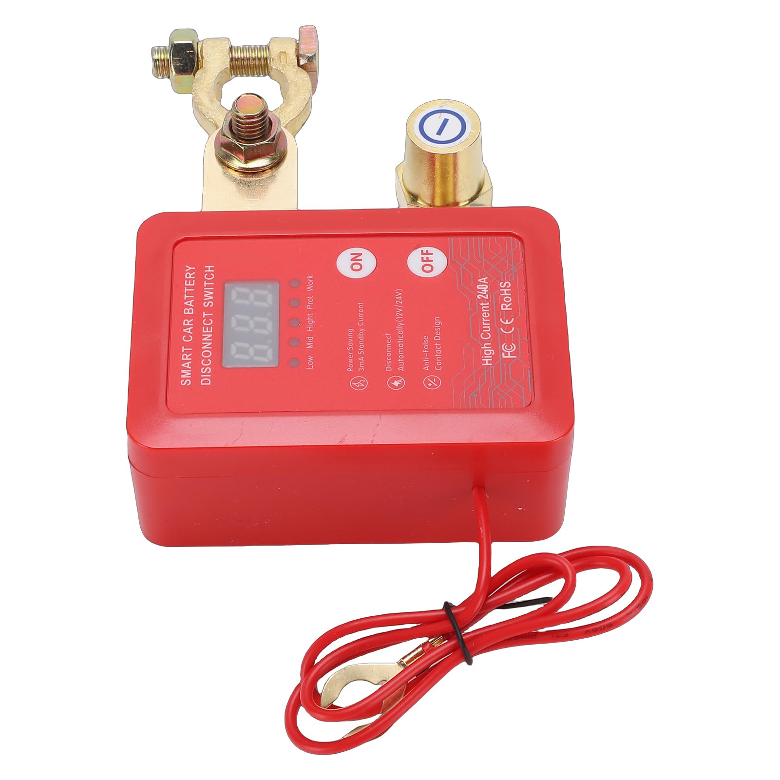 Fabater Coupe-Batterie, Interrupteur de Déconnexion de Batterie à Distance Double Tension 12 V 24 V, Coupe-circuit pour Voiture avec Affichage de Tension LED et Protection Antivol pour Voitures,