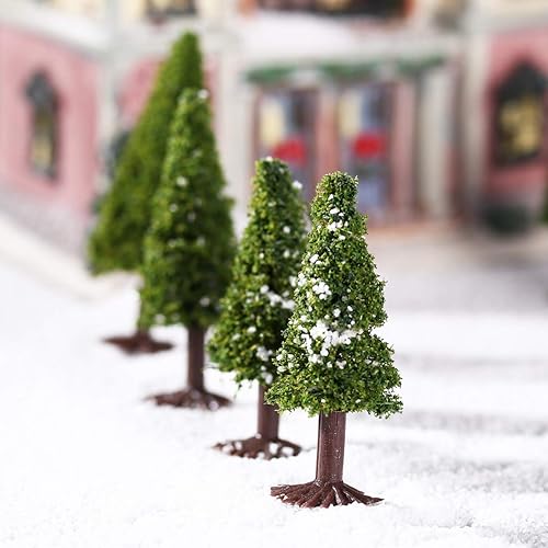 Miniatura 5 de Veemoon 15 piezas de 683.9 in Mini árboles de Navidad en miniatura pinos con base de madera para escena en miniatura decoración de Navidad DIY