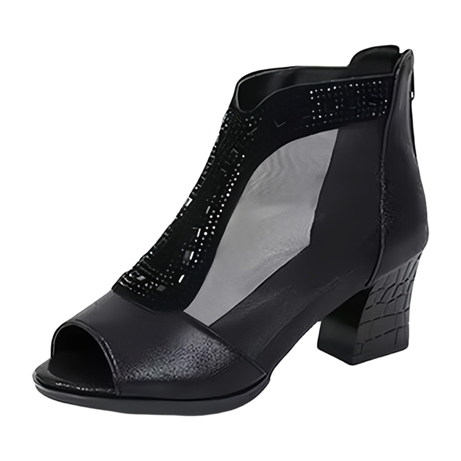 Sandali Donna Estive Tacco Largo Tacchi Eleganti Sandali estivi da donna con zeppa tacco bocca di pesce versatili e casual Gioiello Scarpe Nere Eleganti