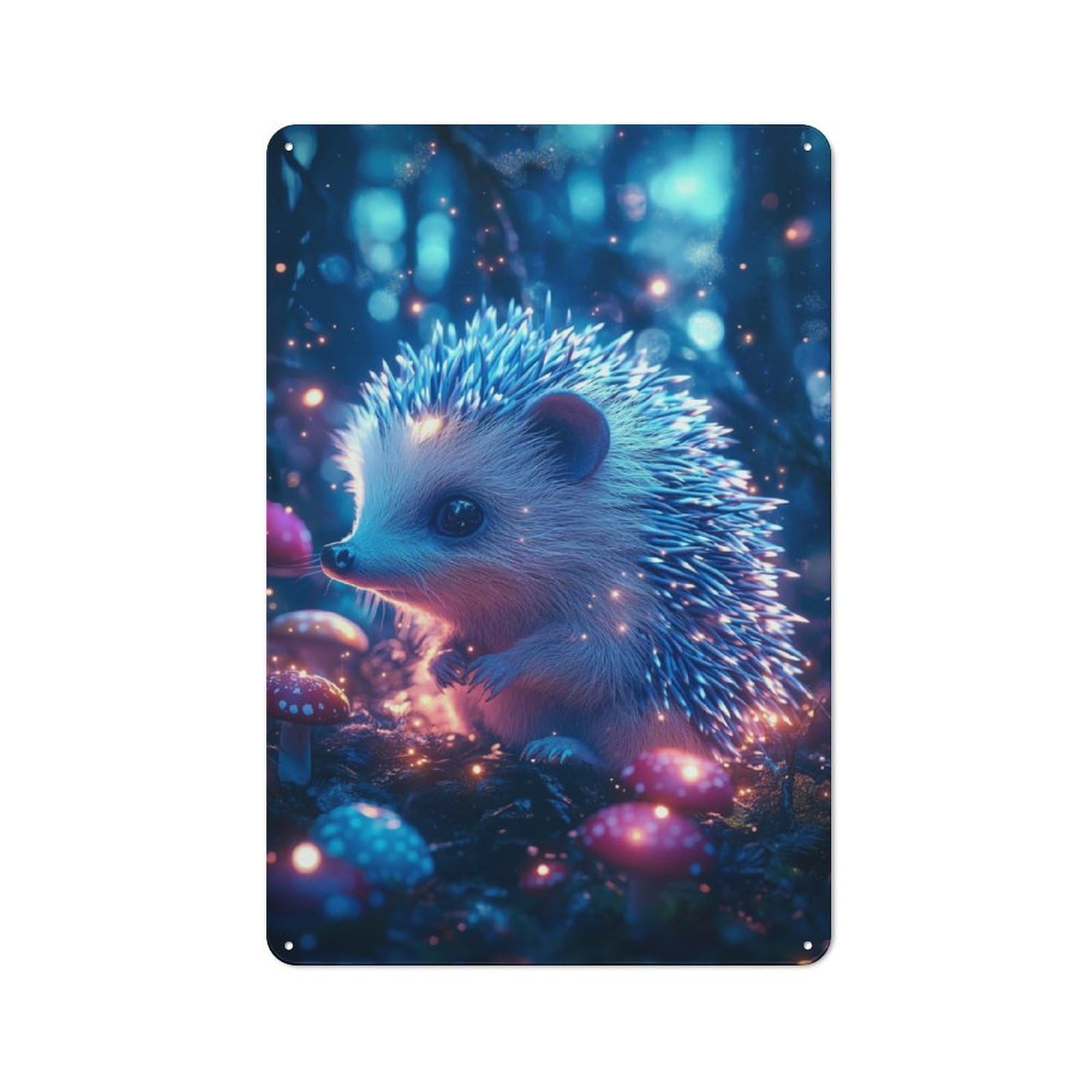 Junmoney Magical Hedgehog Tin Wall Plaque 30X20cm With For Home Office Or Studio, A New Home Present For Creative Workspace Decorators