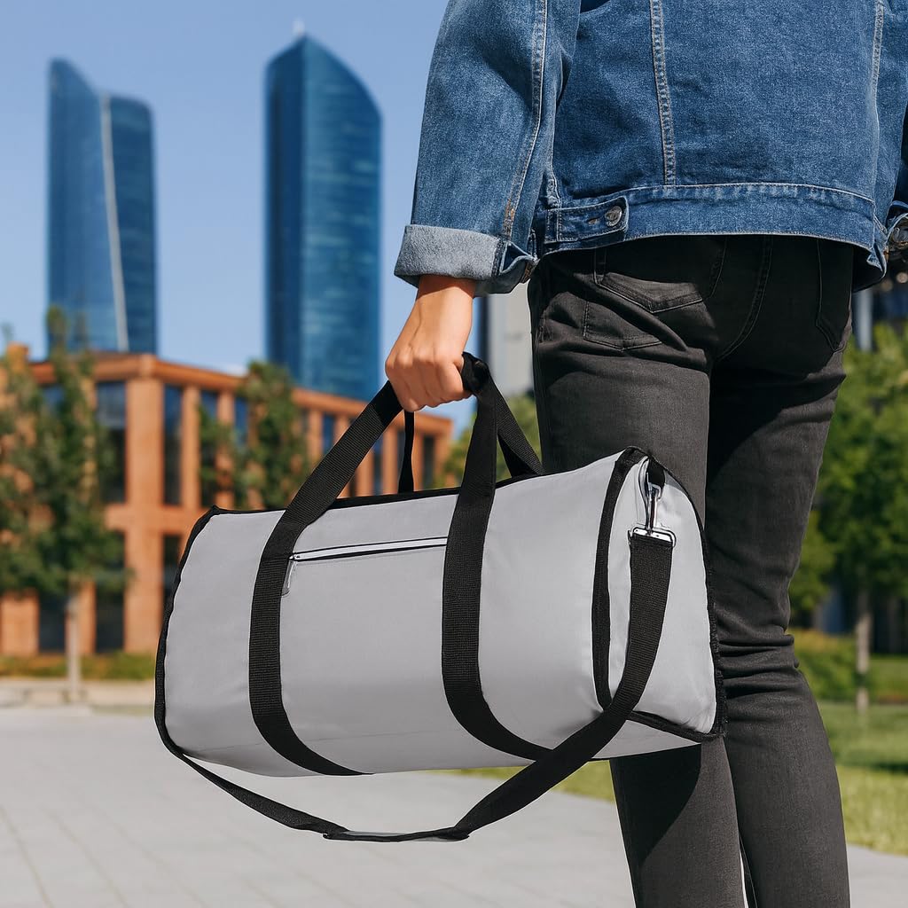 Travel Garment Carrier Large Foldable Premium Cover Storage Suit Duffel Bag Travel Carrier Wardrobe Jacket Dress Cover Storage Suit Carriers for Men for Travel with Adjustable Handles (Light grey)