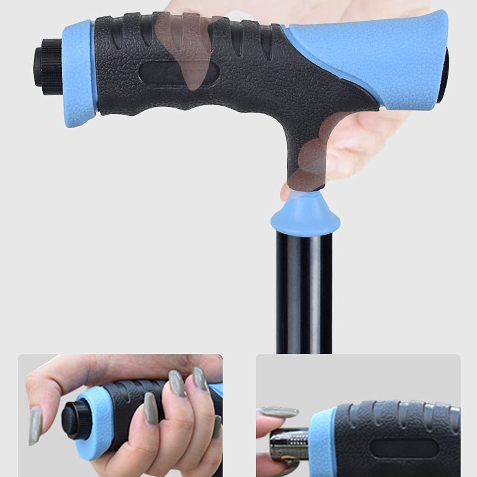 Bastón cuádruple Ajustable Ligero, bastón Azul con luz LED, Ayuda de Movilidad para Equilibrio para Hombres, Mujeres y Personas Mayores, Mango cómodo Star of Light