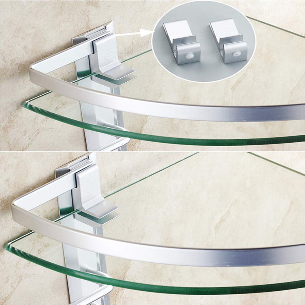 Estantes de baño exquisitos Bastidores de baño, Esquina de ducha Esquina de baño europea Triángulo Cesta de esquina de baño Marco de esquina Marco de esquina de baño Estante de vidrio triangular Baño