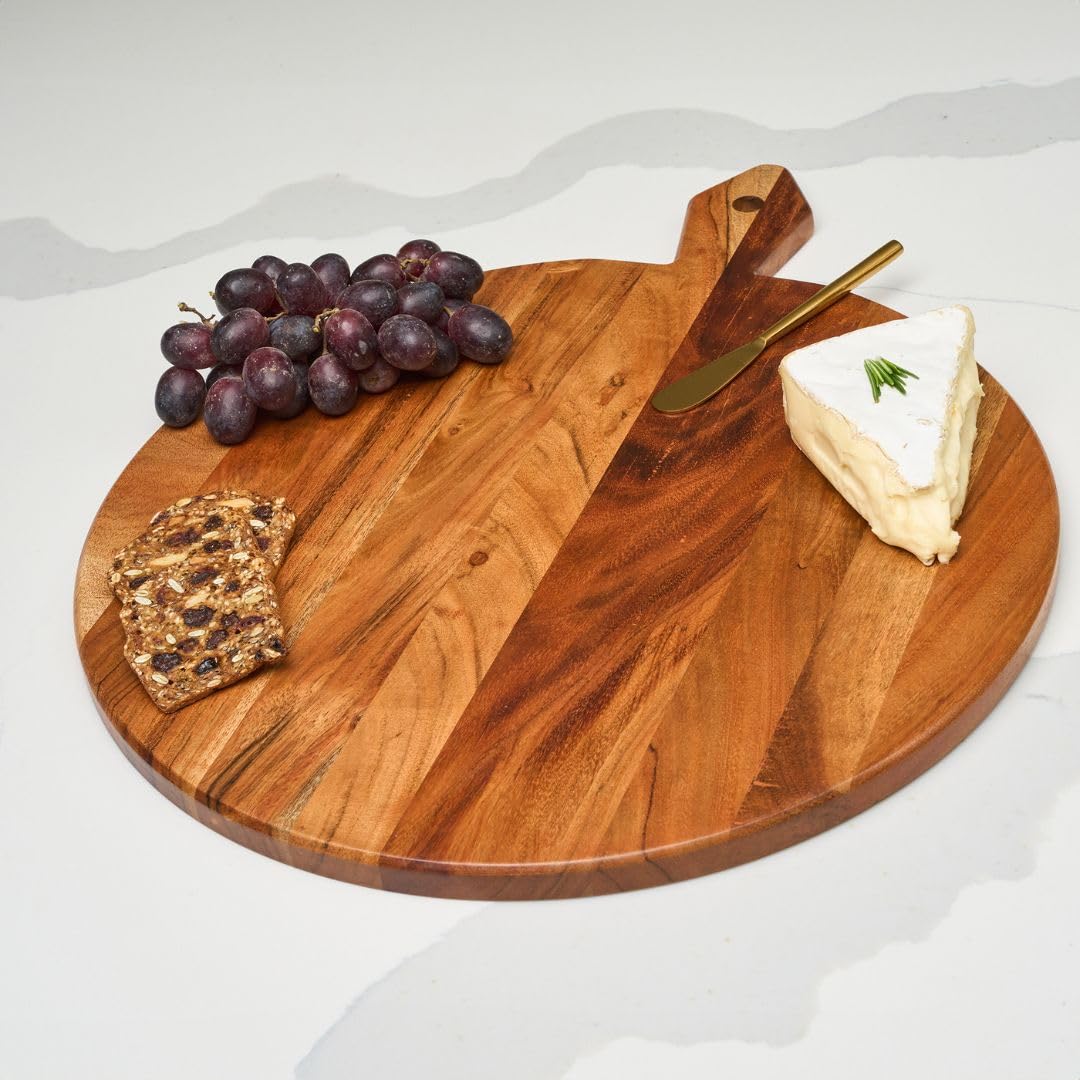 Aazon.co: Acacia Wood Cheese & Charcuterie Board - Unique Heirloo Shape, Great Gift For Woen - View #11