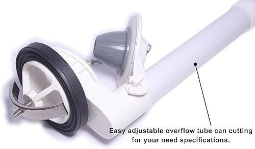 Miniatura 7 de Válvula universal de descarga de inodoro, kit de reparación de inodoro de una pieza de 2 pulgadas con aleta y cadena, fácil de instalar, color blanco