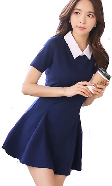 Amazon Co Jp Megumi 韓国 オルチャン ファッション 春 夏 ワンピース Cherryinw Navy 服 ファッション小物