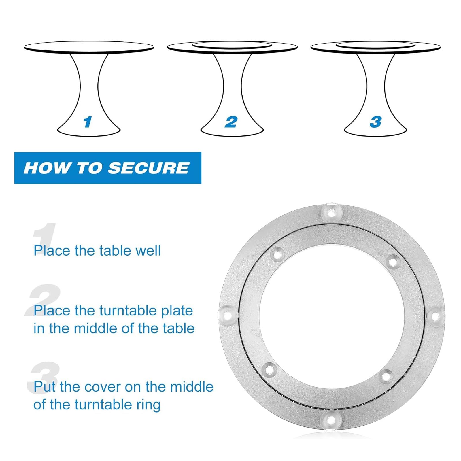 14 in,16 in,18 in,20 in,24 in,27 in,32 in,Runder Tisch for Den Haushalt, Drehbares Lager, Lazy Susan Aus Aluminiumlegierung, for Esstisch Und Werkbank(500mm (20 inches))