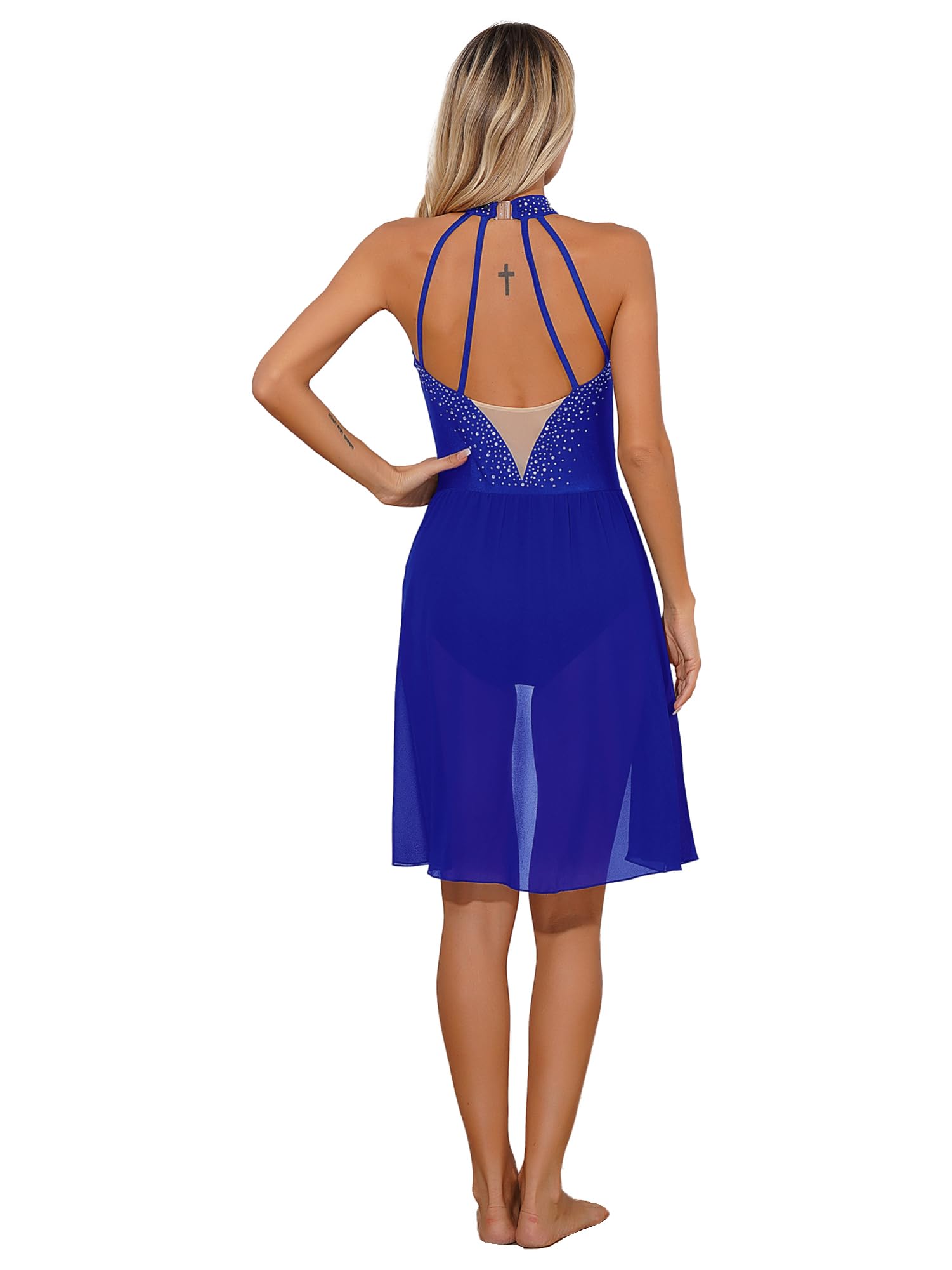 IEFIEL Vestido de Gimnasia Rítmica para Mujer sin Manga Vestido de Danza Contemporánea y Lírico Maillot de Patinaje Artístico Competición XS-XXL