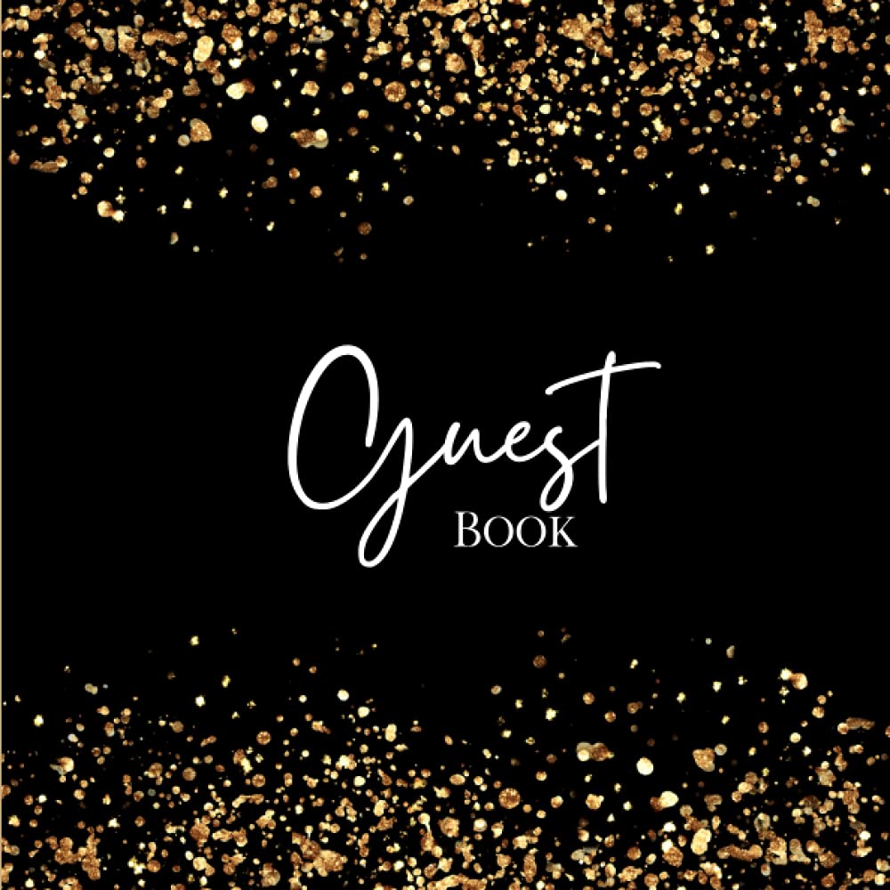 Wedding Guest Book: Guest Book For Wedding Ceremony or Reception, Lined, Black and Gold