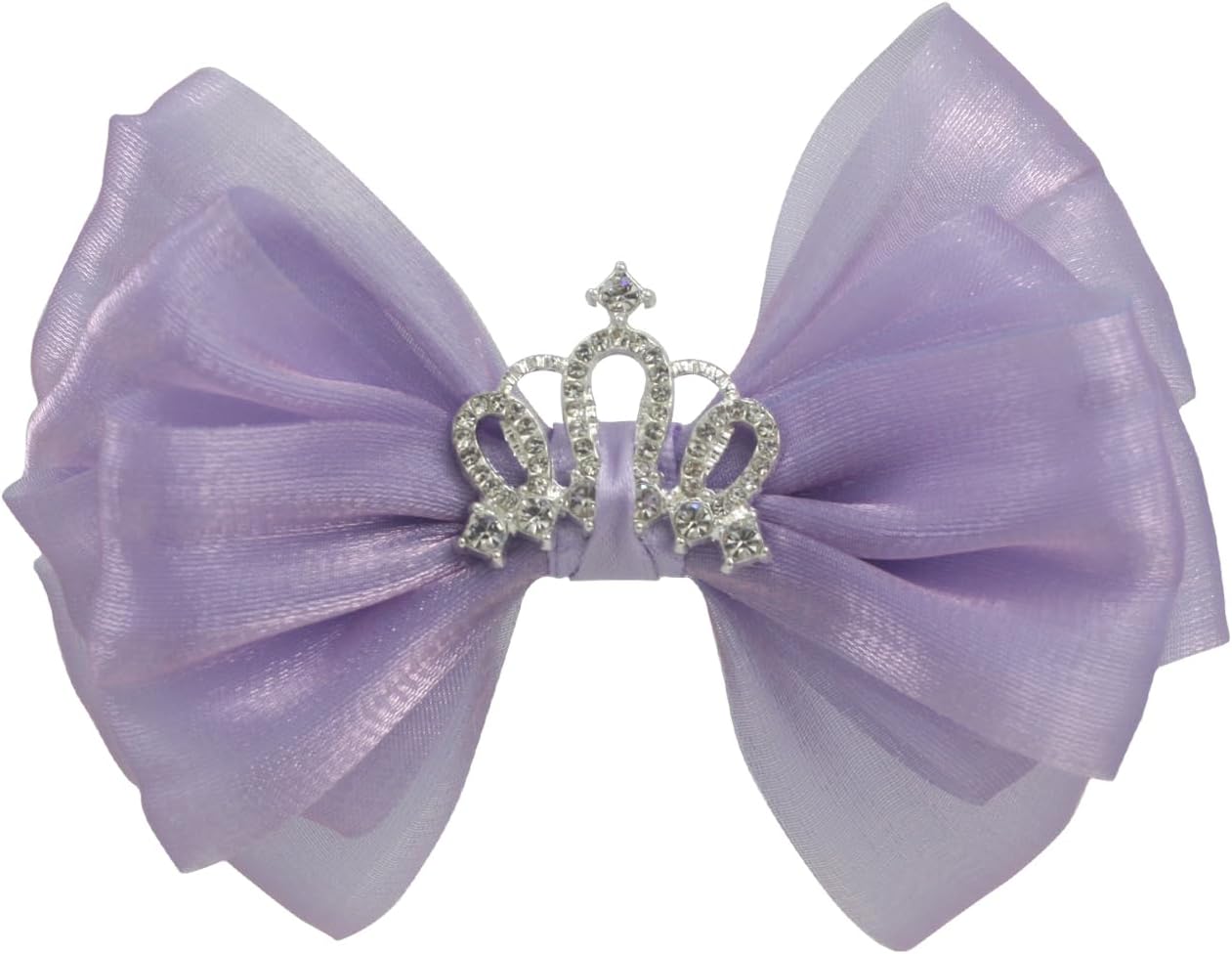 Light Purple Hair Bow Clips Girls School Hair Accessories Rhinestone silver Crown Gem Embellishments Birthday Bow -1Pcs
