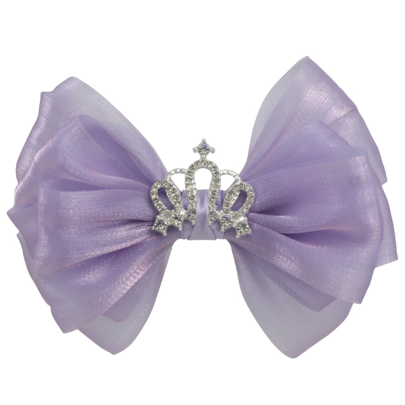 Light Purple Hair Bow Clips Girls School Hair Accessories Rhinestone silver Crown Gem Embellishments Birthday Bow -1Pcs