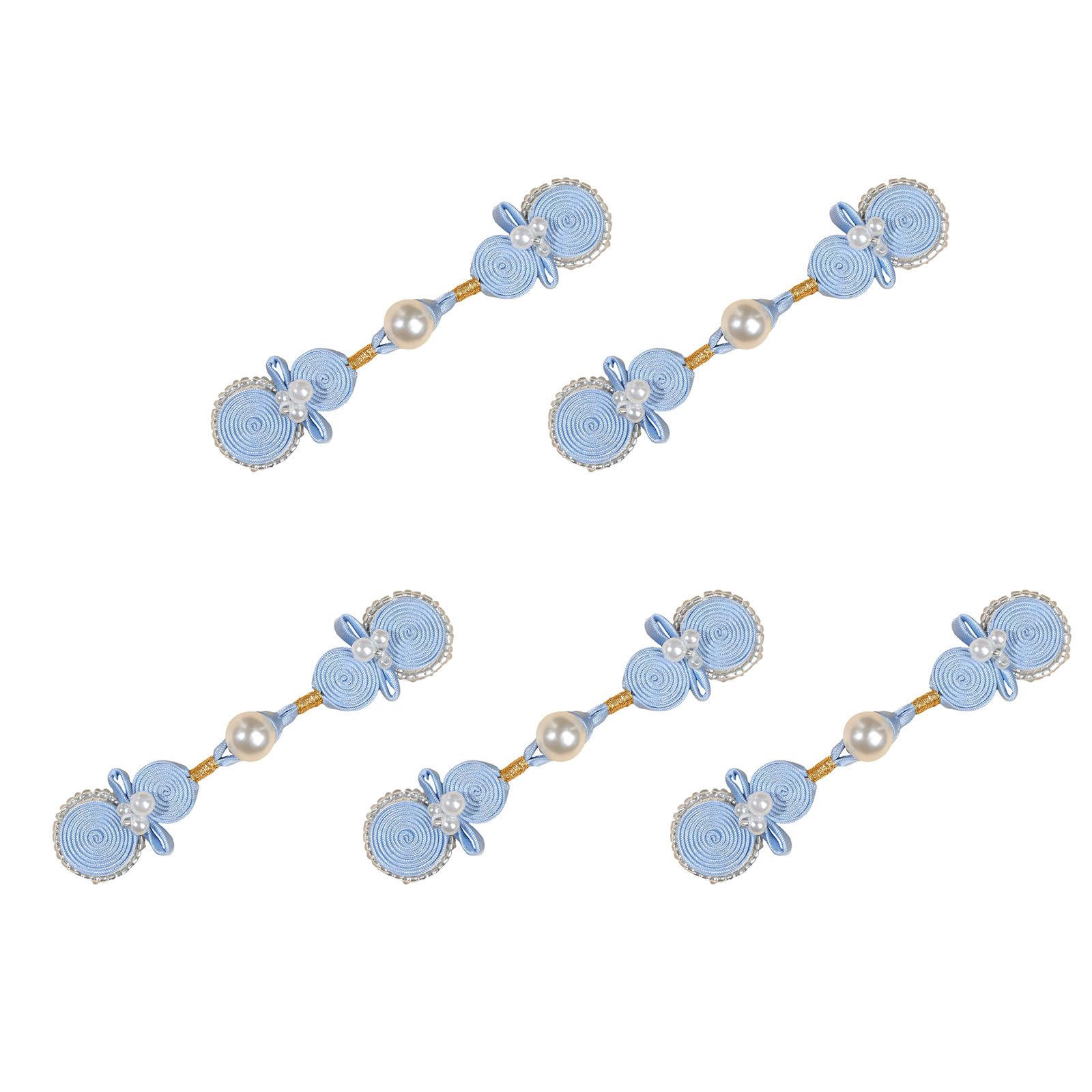 Yjcnelcr 5Pcs Pearls Gourd Oriental Knot Button Fabric Sewing Button Fasteners for Cheongsam Bridals Dress Sewing Craft Chinese Fabric