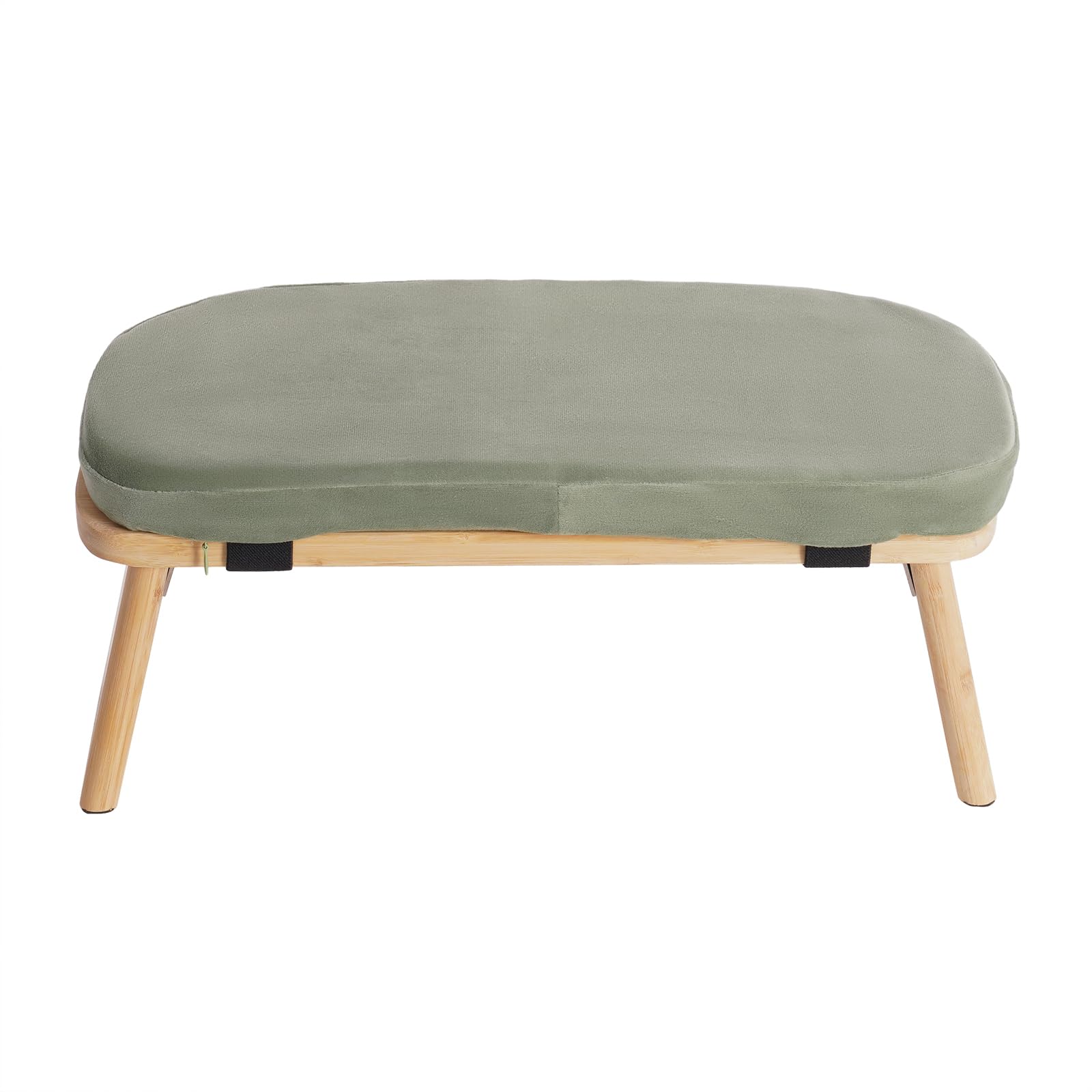 Panca da meditazione pieghevole con seduta imbottita, sgabello da yoga, seduta per meditazione profonda (colore legno + colore verde)