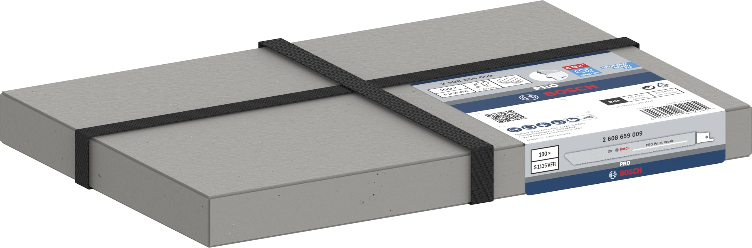 Bosch 100 hojas de sierra sable PRO Pallet S1135VFR para reparación (para acero, madera con clavos, longitud 225 mm, accesorio profesional de sierra sable)