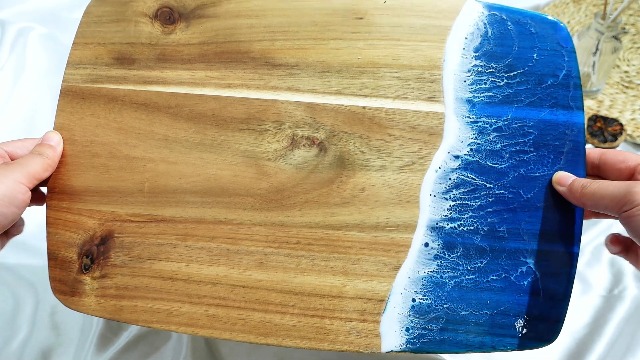Set de tablas de cortar y cuchillos de queso Ocean Resin 9 pzas miniatura 7