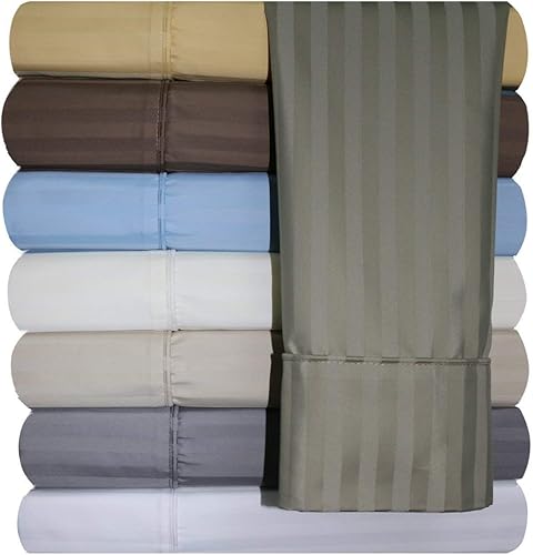 Miniatura 10 de Juego de sábanas de mezcla de algodón que no se arrugan, de 620 hilos, satén rayado, con cavidad profunda