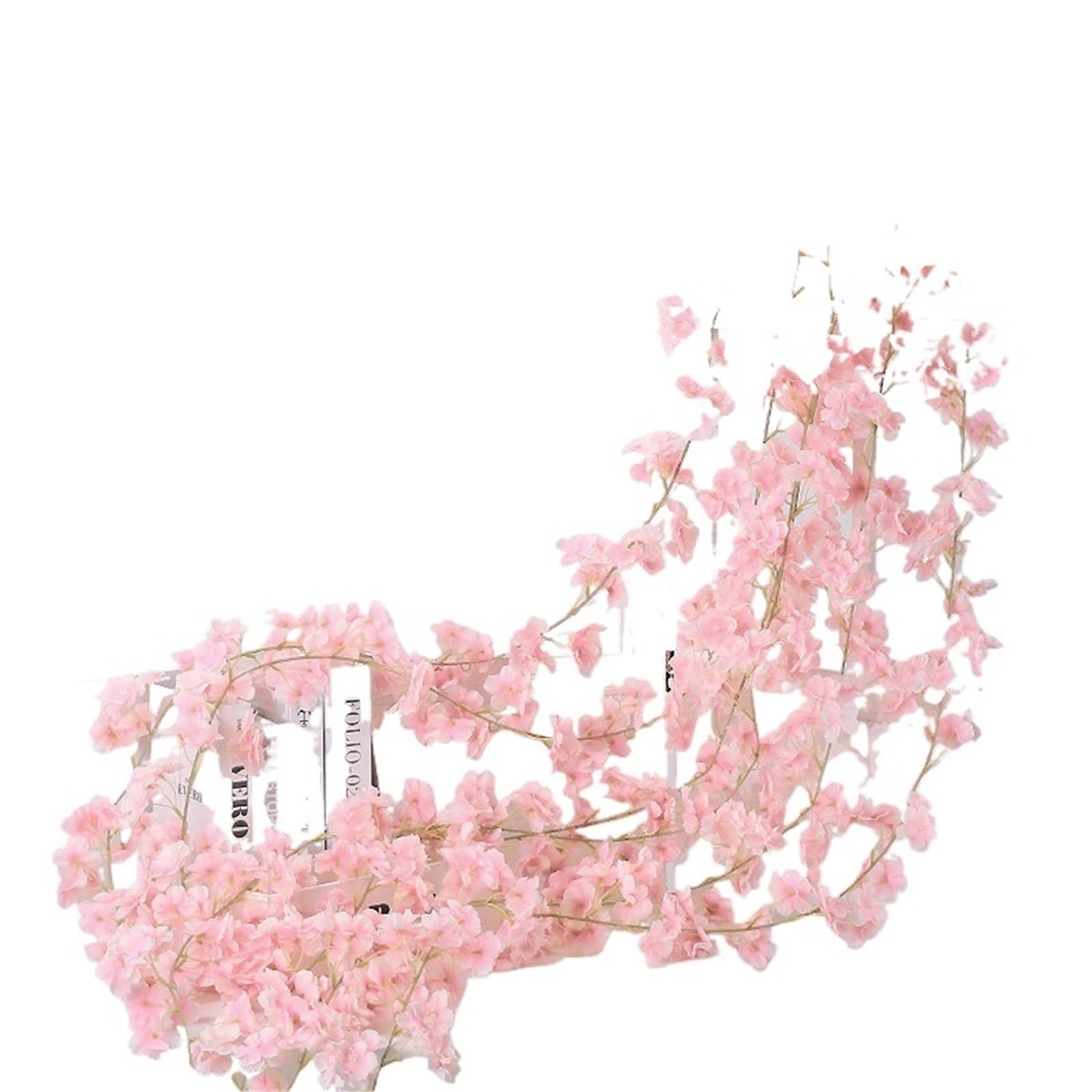 LXLAEOANG Artificial Flowers 180cm Artificial Vine Blossom Sakura Garland Wedding Arch Garden Backdrop Home Party Decoration Wall Decor