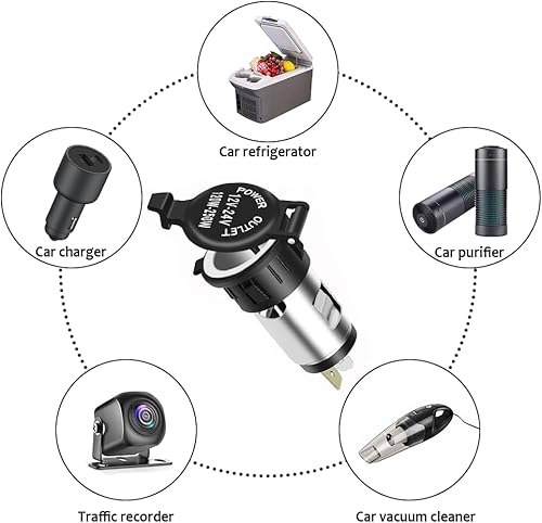 Miniatura 4 de Enchufe para encendedor de cigarrillos de automóvil, enchufe de encendedor de cigarrillos de 12 V con cubierta impermeable y cable de extensión,