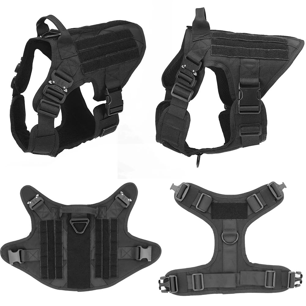 Correa de Perro Correa Ajustable Juego de arnés y Correa para Perros tácticos Hebilla de Metal Chaleco para Perros Grandes Arnés para Mascotas(ACU Harness,M)