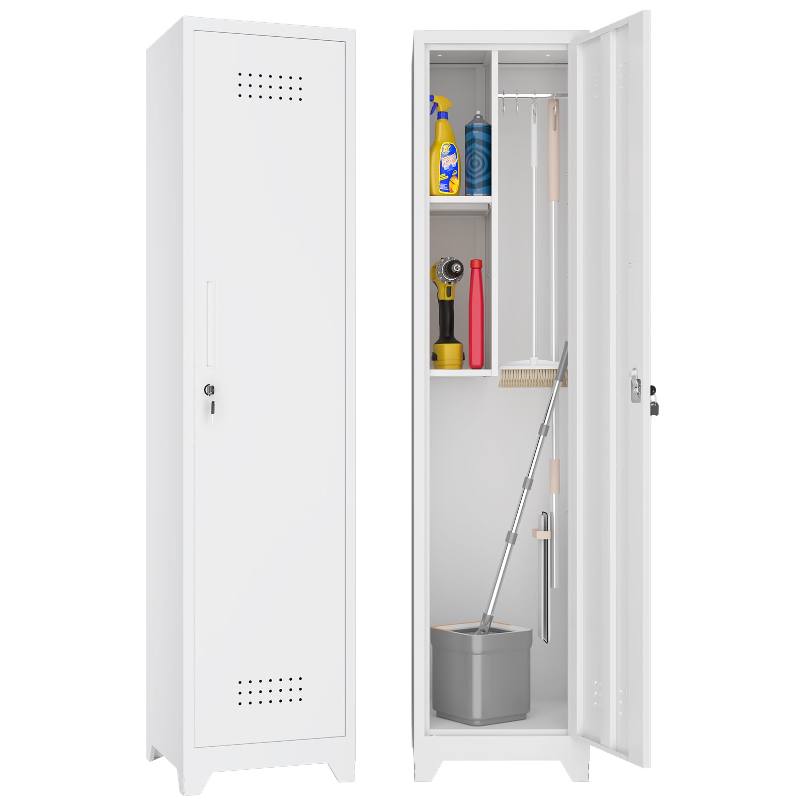 Amazon.com: NICEGDLT Broom Closet Utility Storage Cabinet with