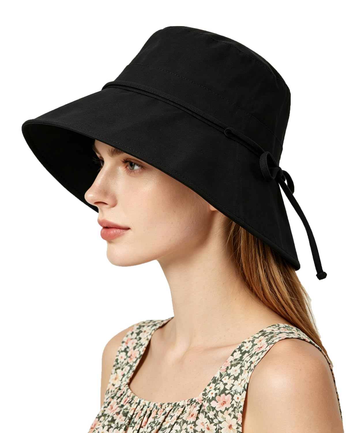 ITODA Ladies' Wide Brim Sun Hat UPF 50+ Summer Bucket Hat Foldable Travel Beach Hats Breathable Fisherman Hat Outdoor UV Protection Caps for Women Girls Black