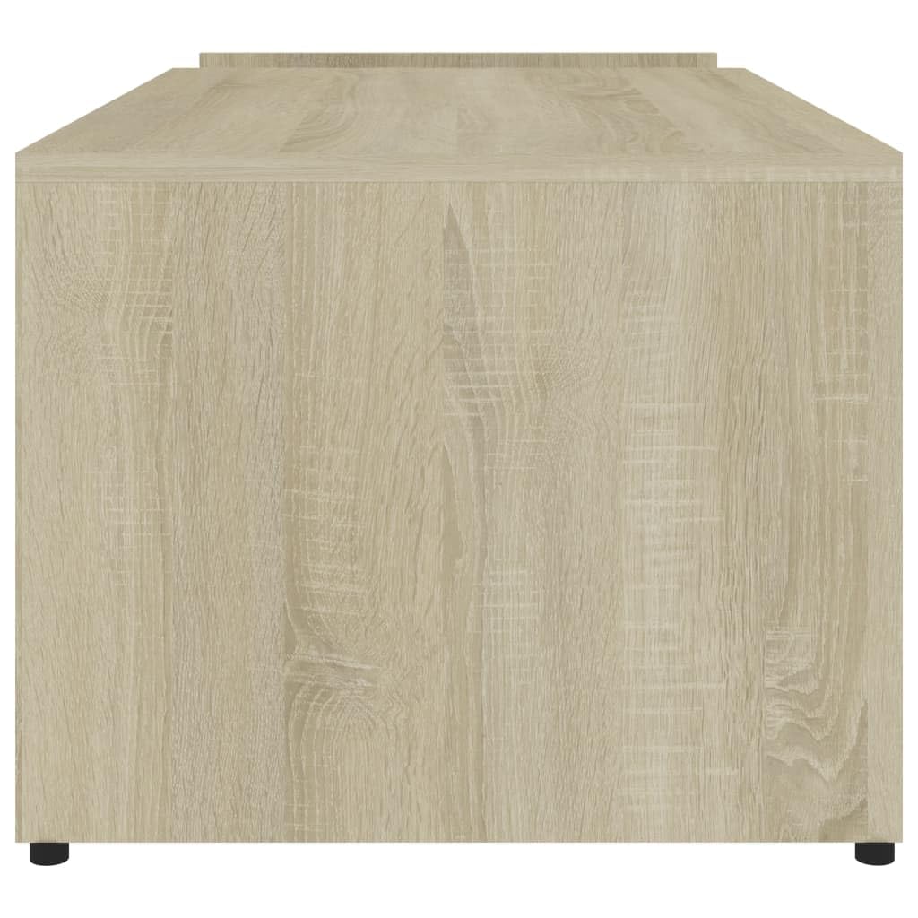 Stolik kawowy dąb Sonoma 90 x 45 x 35 cm, materiał drewnopochodny o otwartym wzornictwie i geometrycznym kształcie, z stolikiem kawowym i stolikiem pomocniczym, zapewnia dodatkowe miejsce do