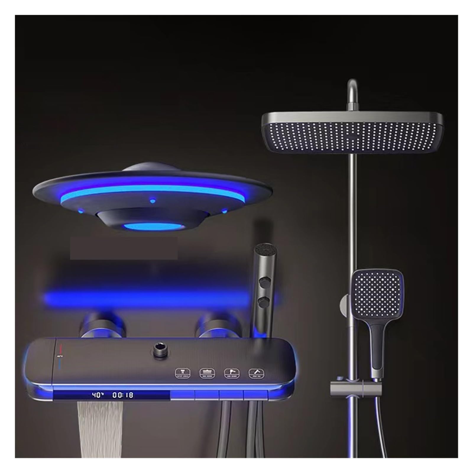 Rubinetto del Doccia for Bagno Digitale a LED ， Rubinetti for Bagno a Cascata a Parete ， Set Doccia Digitale for soffione a Pioggia(0522B-hot Cold-White)