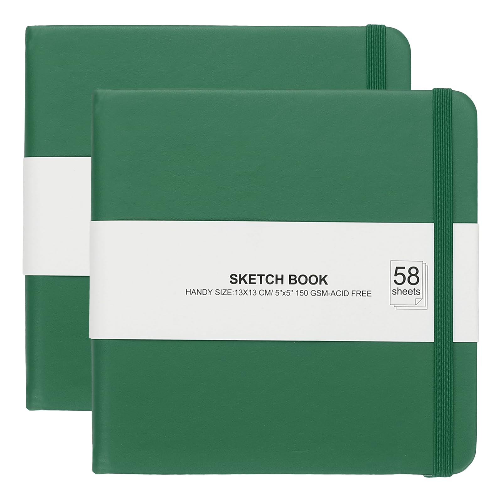 Carnet de croquis de poche PATIKIL 12x12 cm lot de 2 en cuir rigide vert foncé