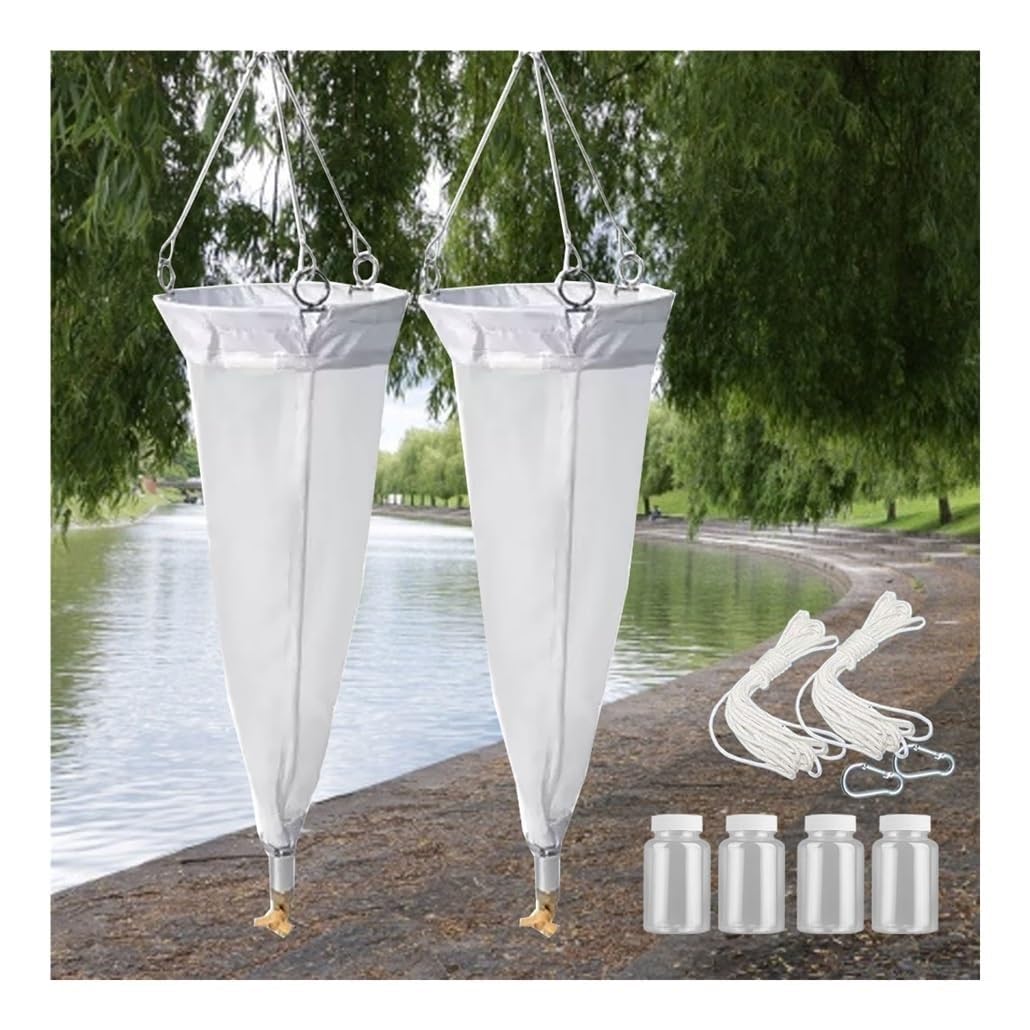 Set of 2 Research Grade Fine Mesh Plankton Collection Nets with Transparent Bottles & Rope for Phytoplankton and Protozoa Collection(13#)