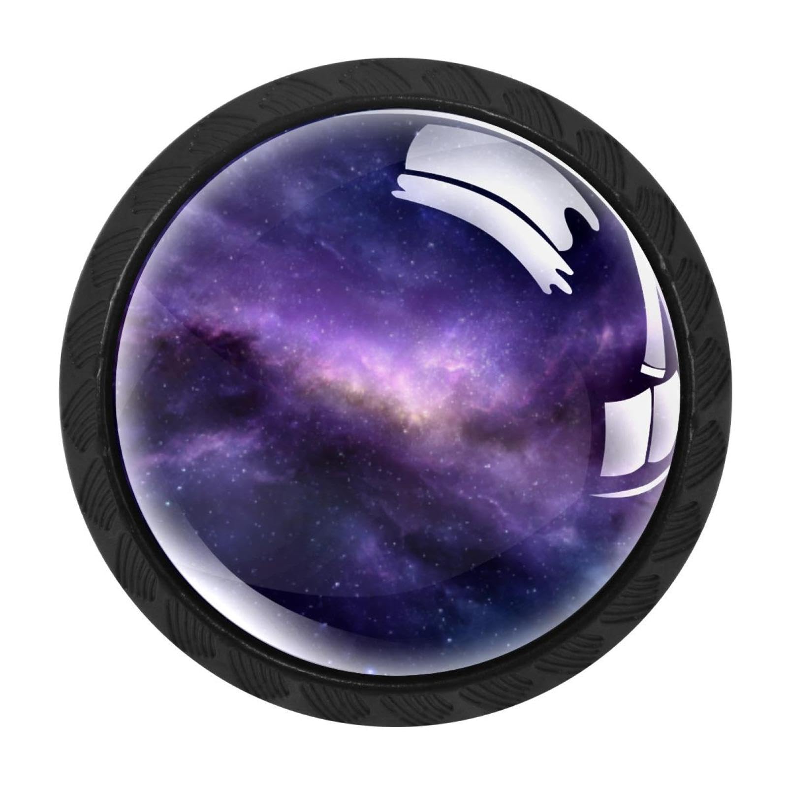 Chenzzzz Multicolored 14 Nebula Purple Galaxy (1) Drawer Knobs Pull Handles 4 Pcs Glass Cabinet Drawer Pulls For Home Kitchen Office Cabinet Cupboard