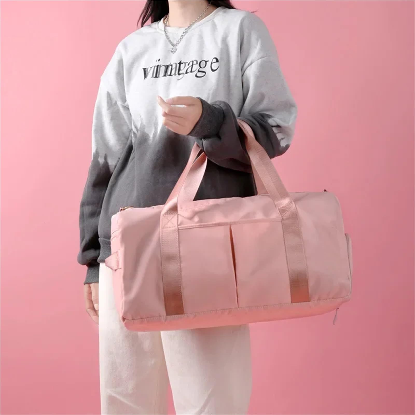 Sport Duffel Tasche Fitnesstasche, große Kapazität, Kurze Distanz, Reisehandtasche, Reisetasche, Trocken- und Nasstrennung, Übungs-Yoga-Tasche Für Sport, Reisen und Training(Black)