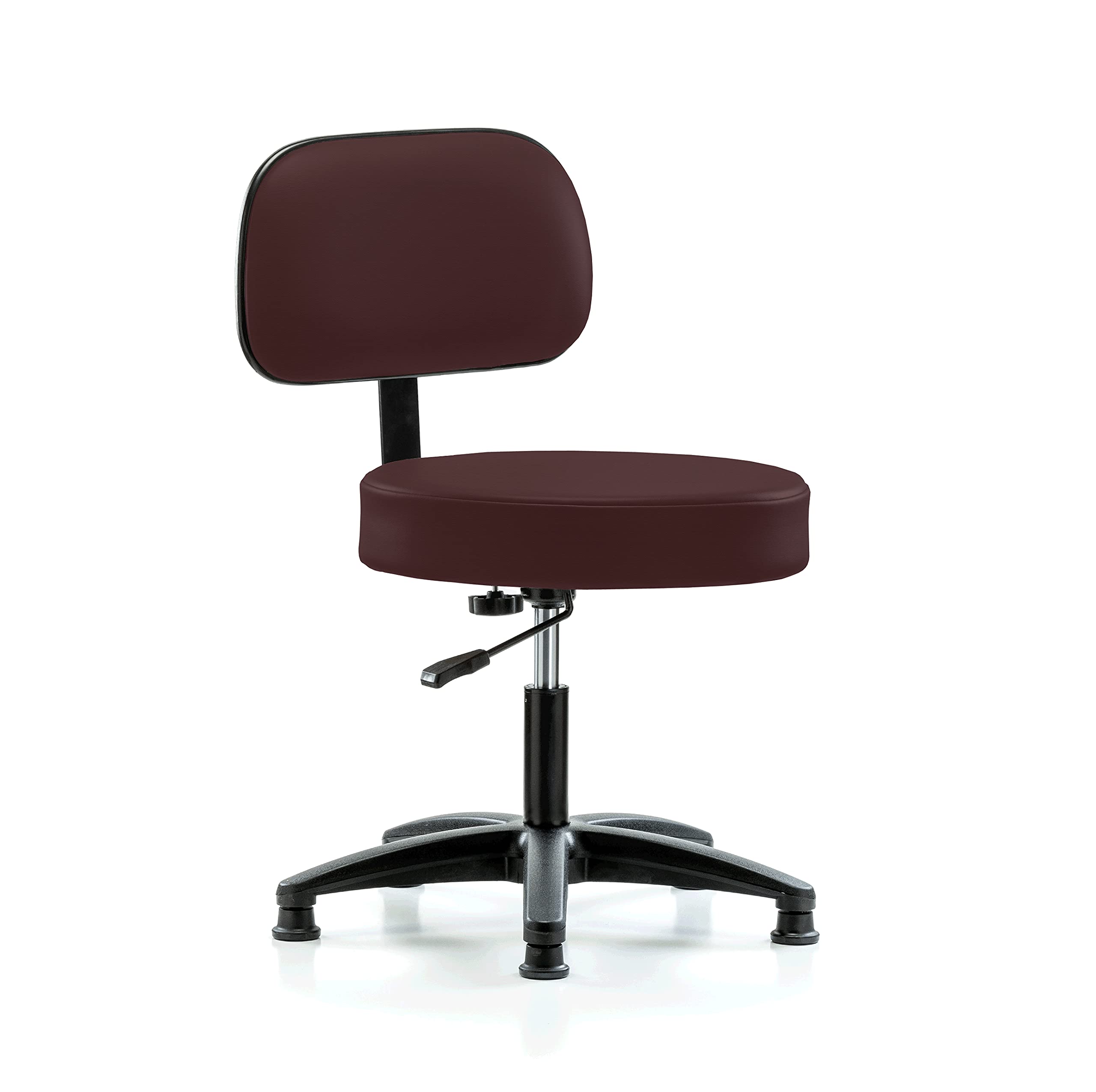 Perch Medical Stool with Back, Glides, 18.5"-24", Burgundy Fabric
