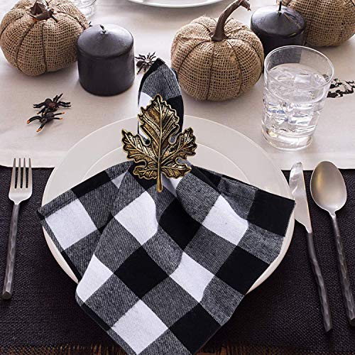 STMK Set of 6 Maple Leaf Napkin Rings, Fall Napkin Rings, Vintage Alloy Napkin Holder for Fall Thanksgiving Day Fall Theme Party Autumn Table Decoration (6) - Thumbnail 5