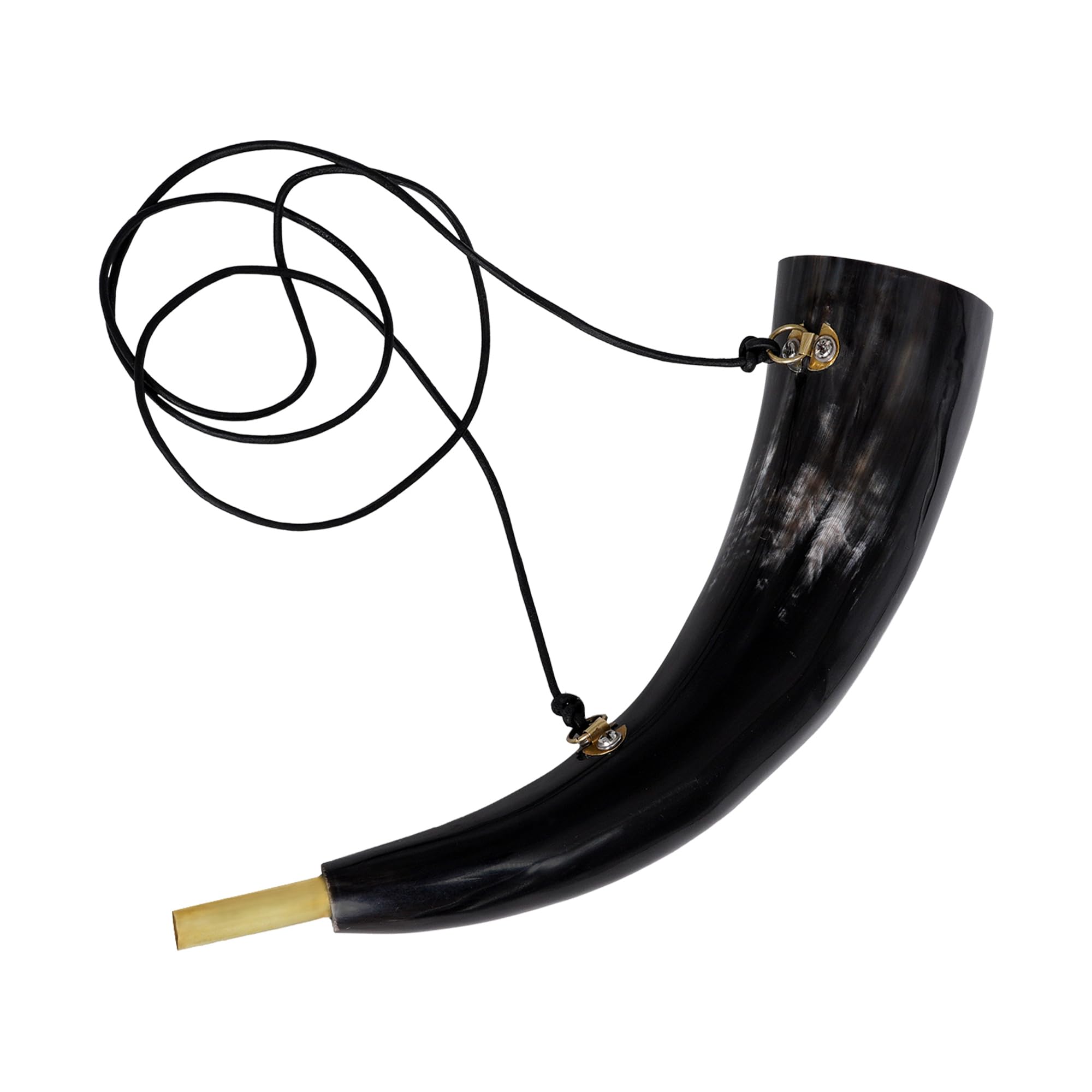 Medieval Viking Blowing Horn - Genuine Ox Bugle With Brass Mouthpiece, Handcrafted for Hunting Call and Pibole