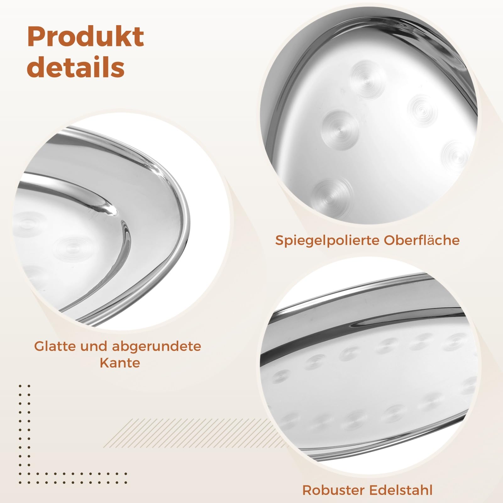 3 Stück ovale Edelstahl-Servierplatten, lebensmittelechte Metall-Servierplatte, großes Brutzel-Serviertablett, Kellnertablett, hochglanzpoliertes Edelstahl-Lebensmitteltablett für Abendessen, Partys