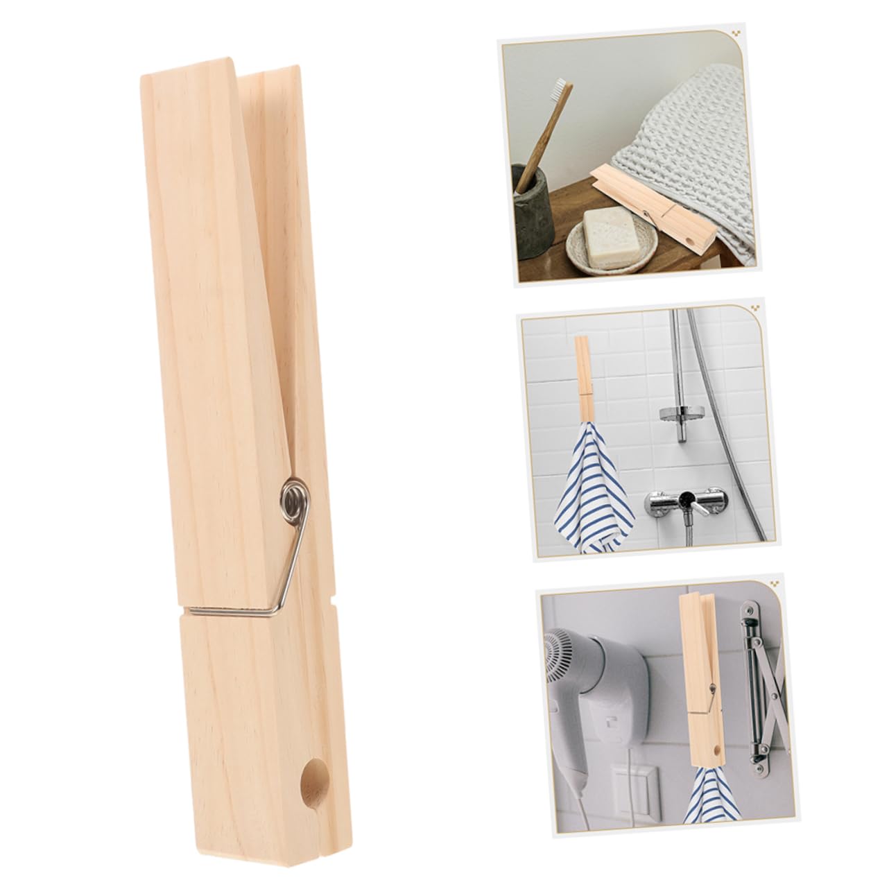 Hohopeti 2 Stück Große Handtuchhalter im Landhausstil Rustikale Wäscheklammern für Badezimmer und Waschküche Einfache Anwendung und Sicherer Halt in Beige
