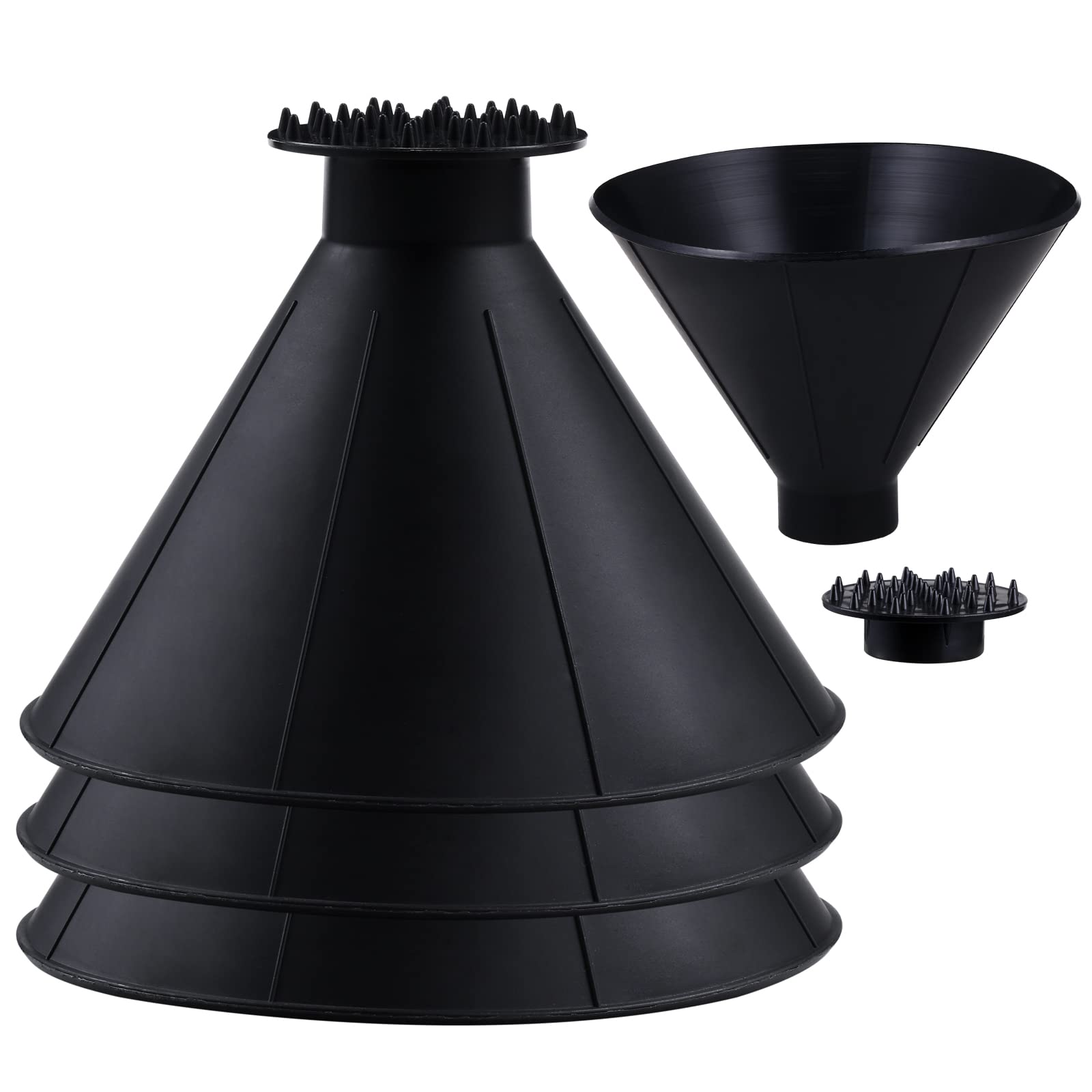 3 Pcs Magical Ice Scrapers for Car Windshield, Round Snow Scraper with Funnel, Cone-Shaped Car Snow Remover, Car Window Scraper for Ice & Snow, Car Winter Accessories, Gift for Chrismas (Black)