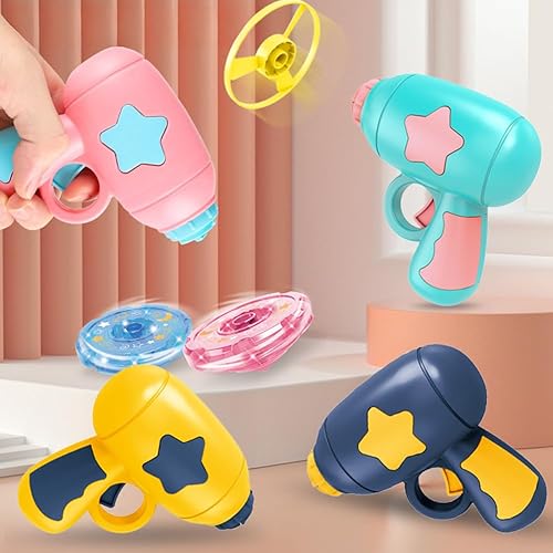 Miniatura 7 de 3IN1 - Lanzador de disco volador para niños con 1 pistola de platillo volador, 4 gatos, paracaídas, 1 hélice luminosa, 1 giroscopio luminoso para