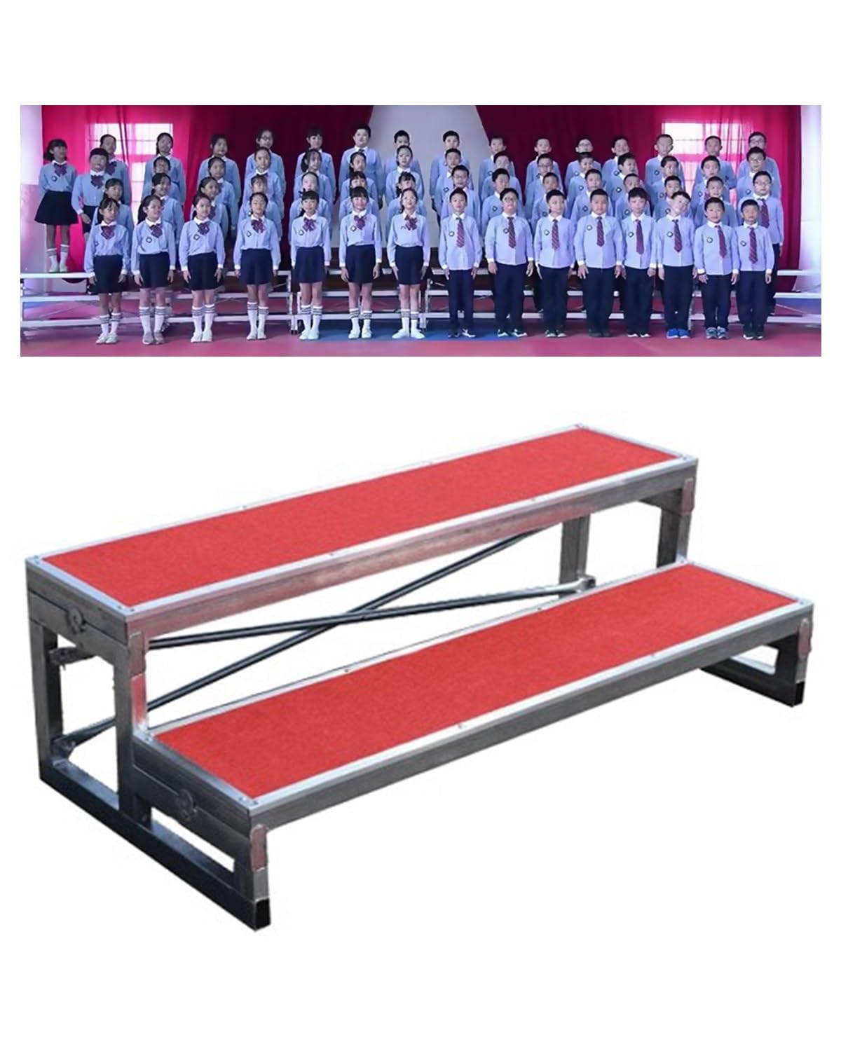 DUANHOZ School Choral Risers 1/2/3 Tier Choir Steps Wedding Lectern Stand Business Podium Stool for Award Ceremonies & Concert Halls (128x60x40cm) Sturdy & Versatile